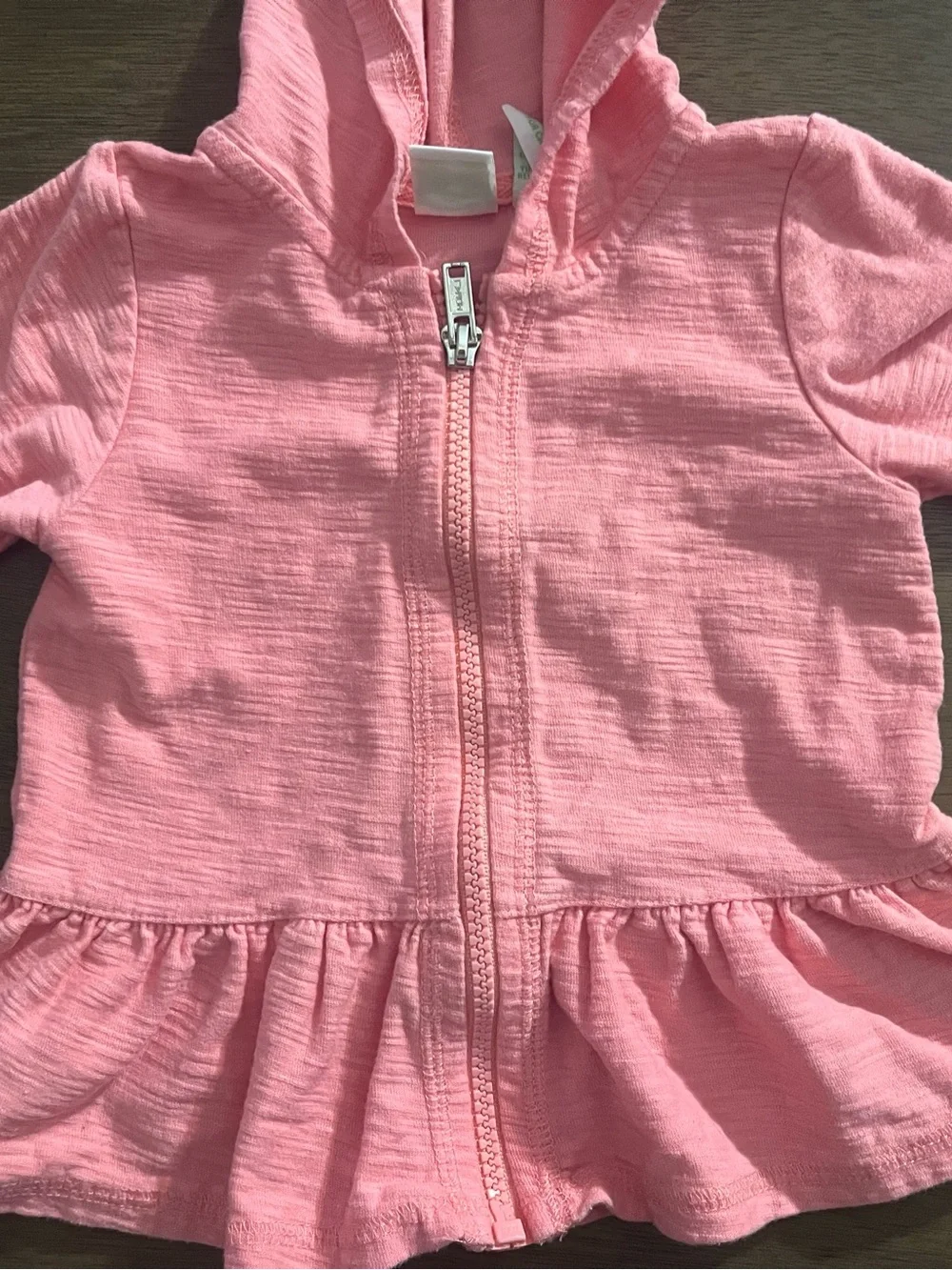 Peanut & Ollie Pink Hooded Ruffle Zip-Up Jacket | Girls 18M | Cotton Blend